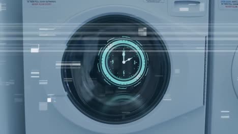 Animation-of-clock-with-icons-over-washing-machine