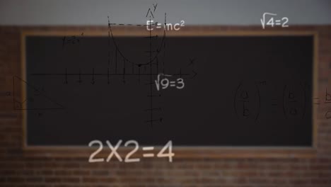Animation-Von-Mathematischen-Formeln-Und-Symbolen-über-Der-Tafel