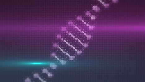 Animation-of-dna-strand-over-screens-and-dark-background