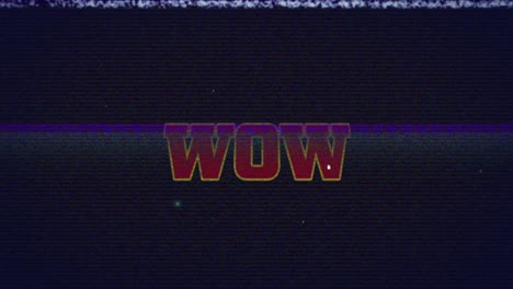 Animation-of-wow-text-and-interference-on-black-background
