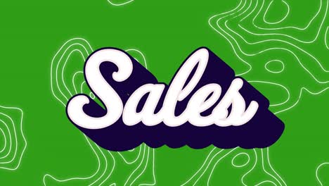 Animation-of-sales-text-and-shapes-on-green-background