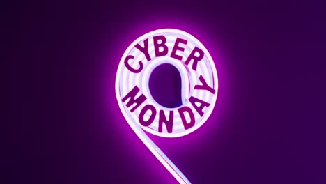 Composition-of-cyber-monday-text-with-neon-lights-on-purple-background