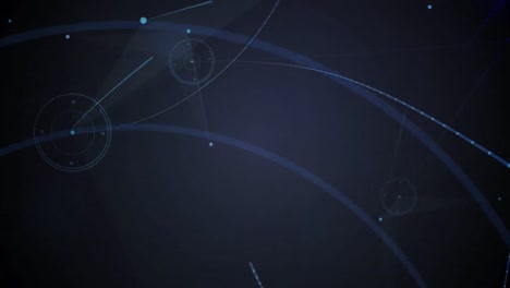 Animation-Eines-Netzwerks-Von-Verbindungen-Und-Lichtspuren-über-Linien-Auf-Schwarzem-Hintergrund