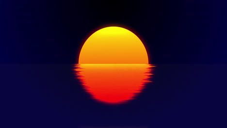 Animation-of-sun-over-water-on-black-background