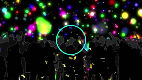 Animation-of-light-spots-and-confetti-over-people-dancing