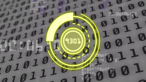 Animation-of-yellow-circle-with-numbers-over-binary-code