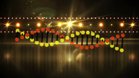 Animation-of-dna-helix-rotating-in-circle-against-illuminated-decoration