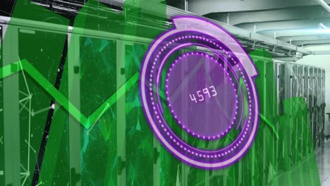 Animation-of-purple-circle-with-numbers-over-graphs-and-servers