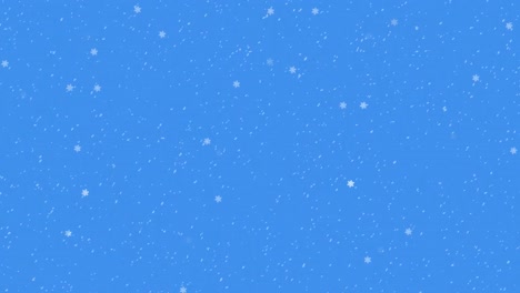 Animation-Von-Vektorschneeflocken-Und-Schnee,-Der-Vor-Blauem-Hintergrund-Fällt