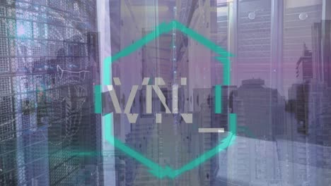 Animation-of-nft-logo-over-computer-server-room