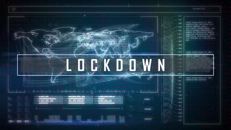 Animation-Von-Covid-19-Lockdown-Text-über-Weltkarte-Und-Datenverarbeitung