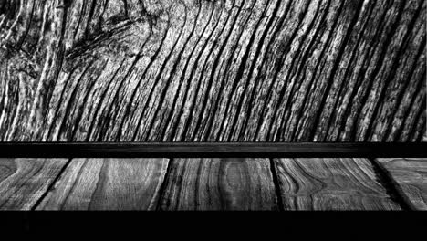Animation-of-wooden-boards-and-changing-wood-grain-pattern,-black-and-white