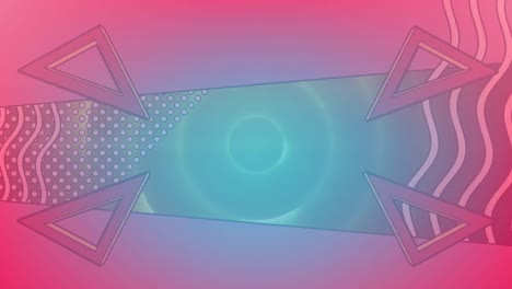Animation-of-pink-to-blue-gradient-with-abstract-shapes-in-background