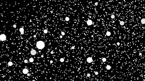 Animation-Von-Weißen-Und-Grauen-Kreisen-Und-Weißen-Partikeln,-Die-Sich-Auf-Schwarzem-Hintergrund-Bewegen