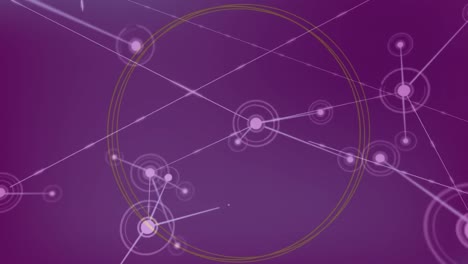 Animation-of-network-of-connections-with-spots-over-purple-background