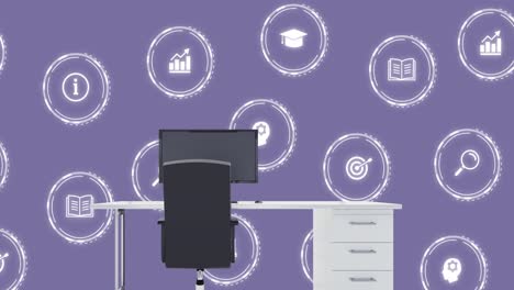 Animation-of-business-icons-over-office