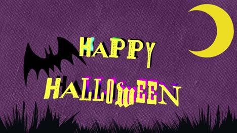 Animation-of-happy-halloween-text-over-bat-and-moon
