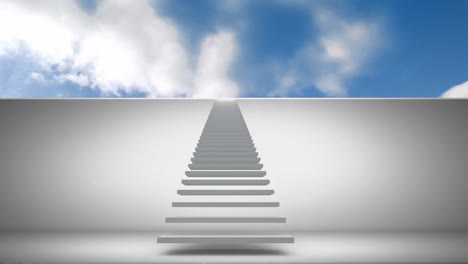 Animation-of-white-stairs-over-clouds
