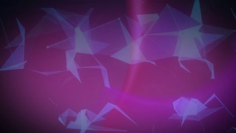Animation-Blauer-Plexusnetzwerke,-Die-über-Lichtspuren-Vor-Rosa-Hintergrund-Schweben