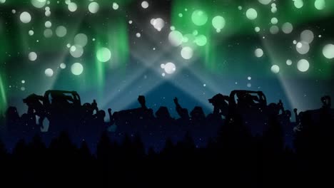 Animation-Von-Lichtpunkten-Und-Tanzenden-Menschen-Auf-Blauem-Hintergrund