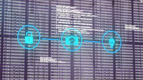 Animation-Eines-Netzwerks-Digitaler-Symbole-über-Die-Datenverarbeitung-Vor-Blauem-Hintergrund