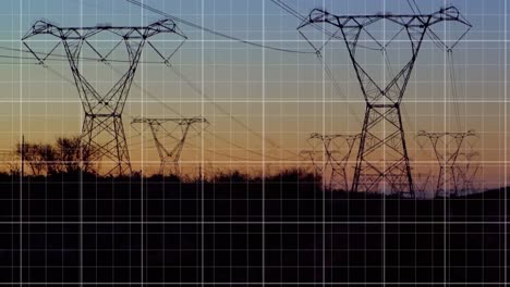 Animation-of-financial-data-processing-over-pylons