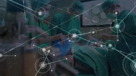 Animation-Des-Netzwerks-Von-Verbindungen-über-Ein-Team-Verschiedener-Chirurgen-Während-Der-Operation