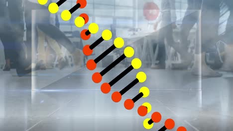 Animation-Eines-DNA-Strangs-über-Verschiedene-Geschäftsleute-Im-Büro