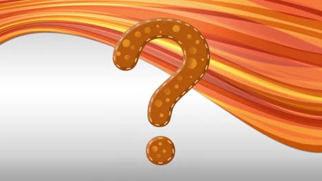 Animation-of-question-mark-over-orange-lines-on-white-background