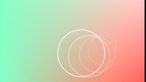 Animation-of-white-circles-over-green-and-orange-background