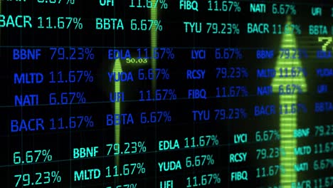 Animation-of-stock-market-with-arrows-on-black-background