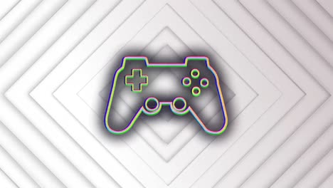 Animation-of-gamepad-over-squares-on-white-background