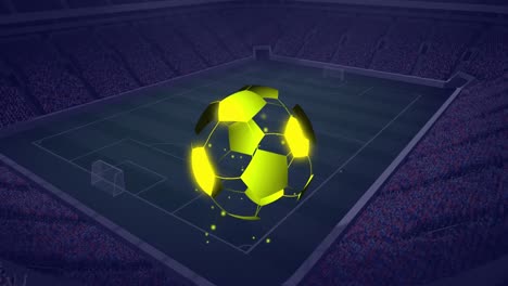 Animation-Des-Digitalen-Fußballs-über-Dem-Stadion