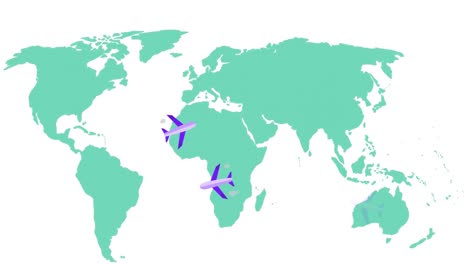Animación-De-Aviones-Moviéndose-Sobre-El-Mapa-Mundial.