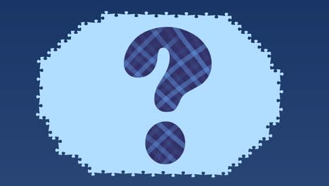 Animation-of-question-mark-over-puzzle-pieces-on-blue-background