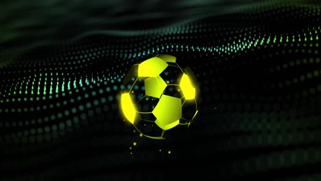 Animation-of-digital-football-over-green-spots-on-black-background