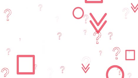 Animation-of-shapes-over-question-marks-on-white-background
