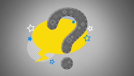 Animation-of-question-mark-over-speech-bubble-on-grey-background