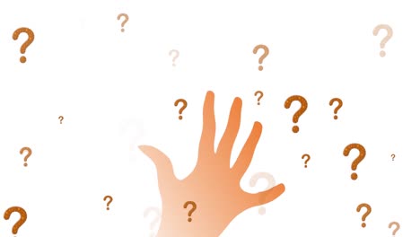 Animation-of-question-marks-over-hand-on-white-background