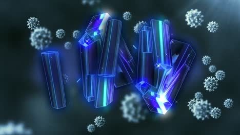 Animation-Von-Kristallen-über-Viruszellen