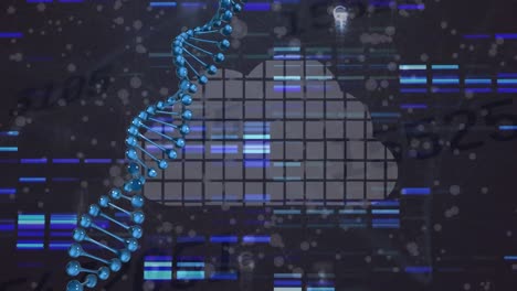 Animation-Der-Datenverarbeitung-über-DNA-Strang-Und-Cloud