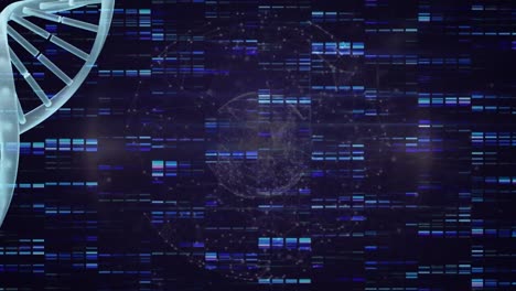 Animation-of-dna-strand-over-shapes-and-globe