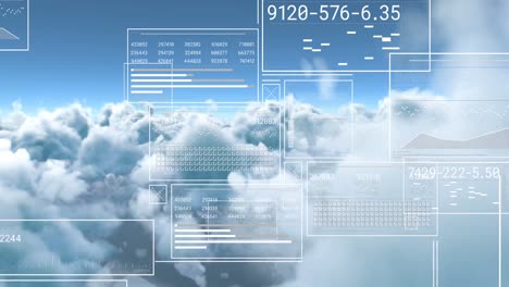 Animación-De-Interfaz-Con-Procesamiento-De-Datos-Sobre-Cielo-Azul-Nublado