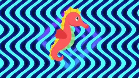 Animation-of-seahorse-over-moving-shapes