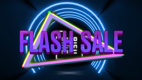 Animation-of-flash-sale-text-over-colorful-shapes