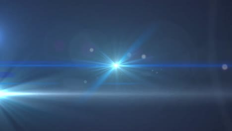 Animation-of-glowing-light-spots-moving-on-blue-background