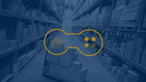 Animation-of-gamepad-icon-over-warehouse