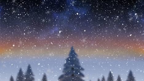 Animación-De-Nieve-Cayendo-Sobre-El-Paisaje-Invernal-En-Navidad.