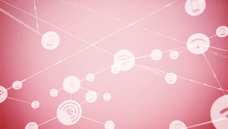 Animation-of-network-of-connections-over-pink-background