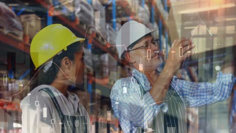 Animation-of-data-processing-over-diverse-workers-in-warehouse